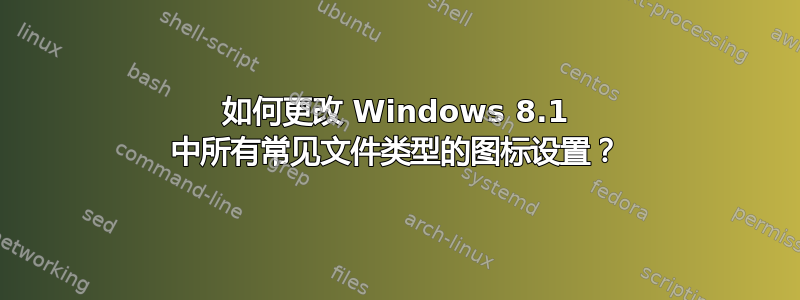 如何更改 Windows 8.1 中所有常见文件类型的图标设置？