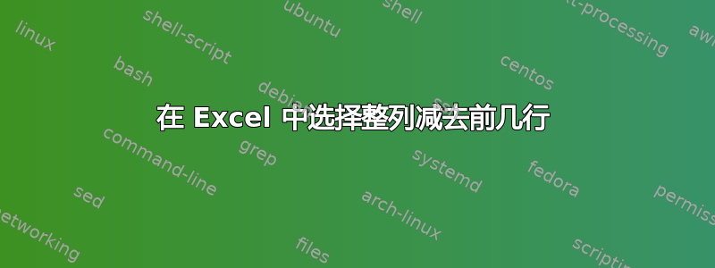 在 Excel 中选择整列减去前几行