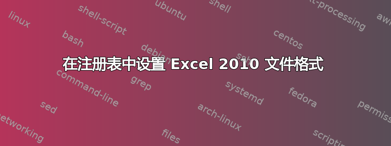 在注册表中设置 Excel 2010 文件格式