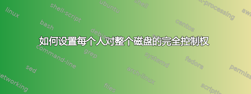 如何设置每个人对整个磁盘的完全控制权