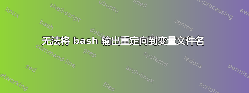 无法将 bash 输出重定向到变量文件名