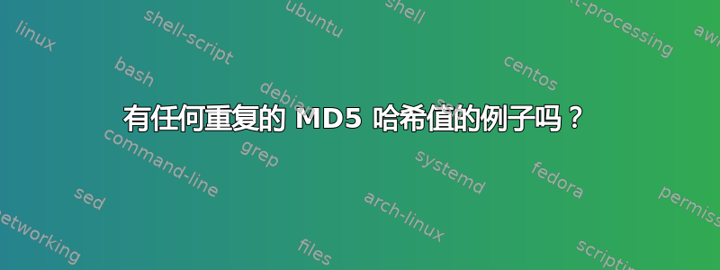 有任何重复的 MD5 哈希值的例子吗？