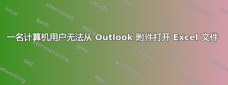 一名计算机用户无法从 Outlook 附件打开 Excel 文件