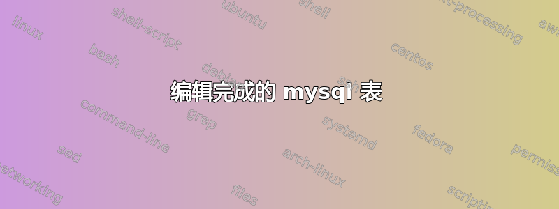 编辑完成的 mysql 表