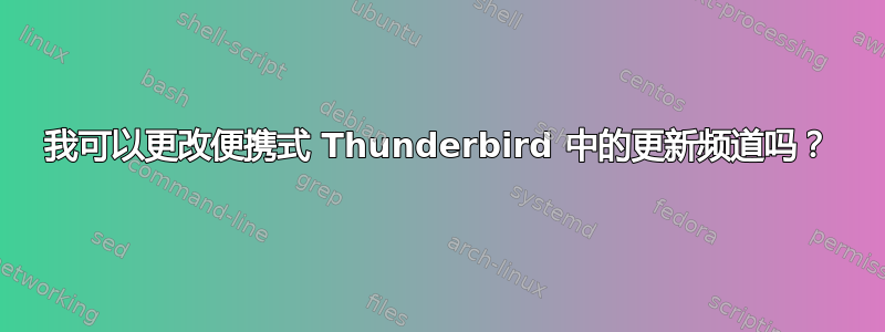 我可以更改便携式 Thunderbird 中的更新频道吗？