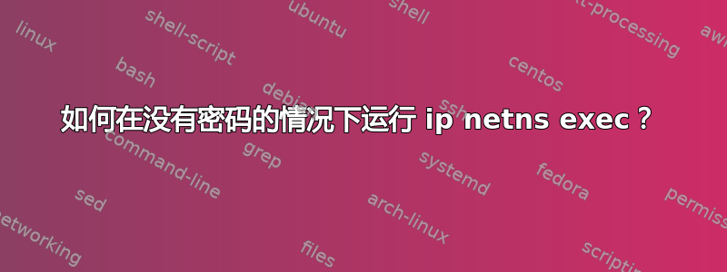 如何在没有密码的情况下运行 ip netns exec？