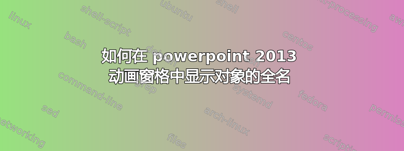 如何在 powerpoint 2013 动画窗格中显示对象的全名