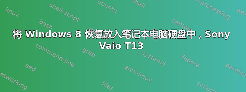 将 Windows 8 恢复放入笔记本电脑硬盘中，Sony Vaio T13