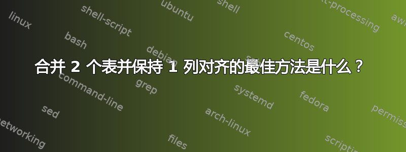 合并 2 个表并保持 1 列对齐的最佳方法是什么？