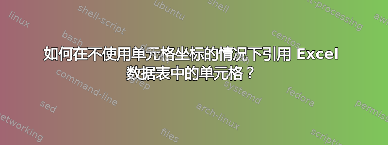 如何在不使用单元格坐标的情况下引用 Excel 数据表中的单元格？