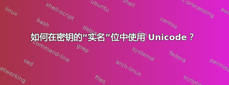 如何在密钥的“实名”位中使用 Unicode？