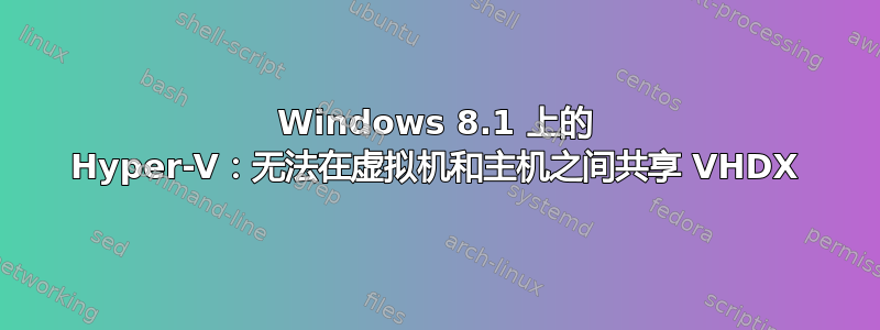 Windows 8.1 上的 Hyper-V：无法在虚拟机和主机之间共享 VHDX