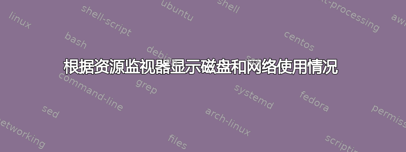 根据资源监视器显示磁盘和网络使用情况