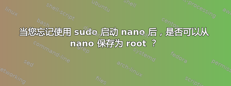 当您忘记使用 sudo 启动 nano 后，是否可以从 nano 保存为 root ？