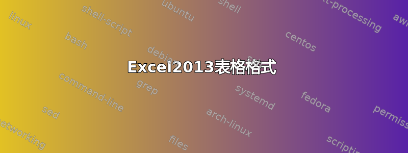 Excel2013表格格式