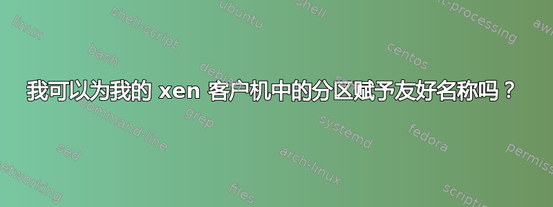 我可以为我的 xen 客户机中的分区赋予友好名称吗？