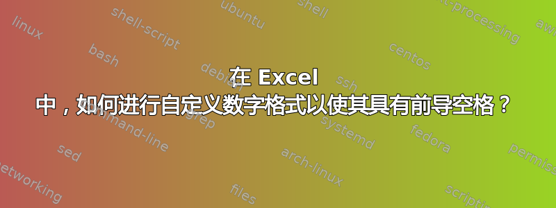 在 Excel 中，如何进行自定义数字格式以使其具有前导空格？