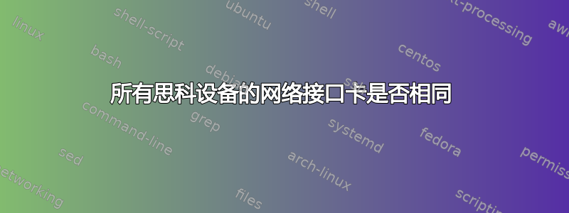 所有思科设备的网络接口卡是否相同