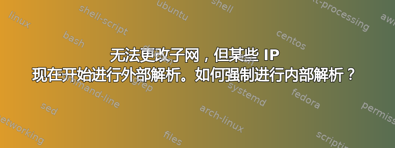 无法更改子网，但某些 IP 现在开始进行外部解析。如何强制进行内部解析？