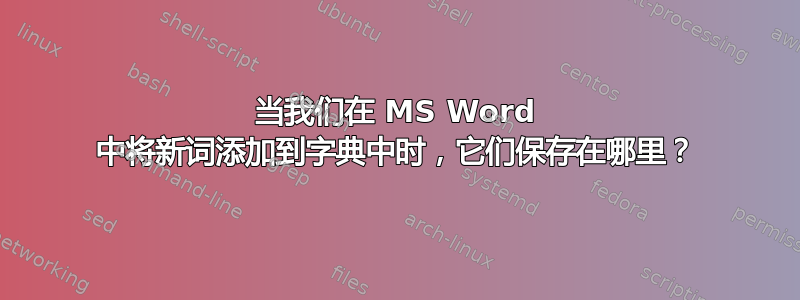 当我们在 MS Word 中将新词添加到字典中时，它们保存在哪里？