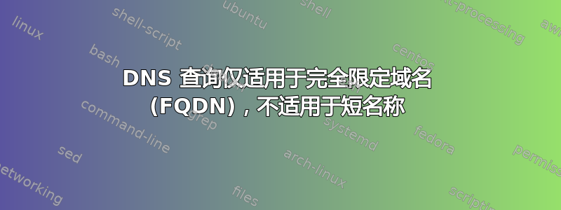 DNS 查询仅适用于完全限定域名 (FQDN)，不适用于短名称