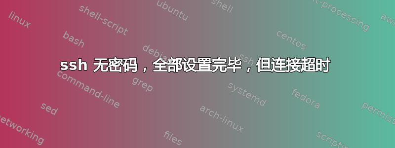 ssh 无密码，全部设置完毕，但连接超时