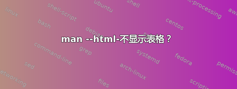 man --html-不显示表格？