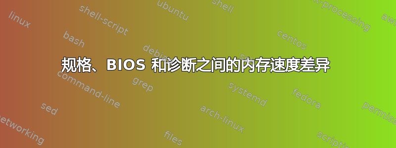 规格、BIOS 和诊断之间的内存速度差异