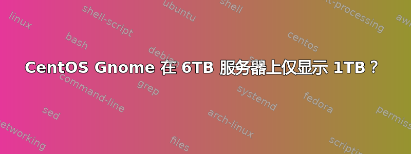 CentOS Gnome 在 6TB 服务器上仅显示 1TB？