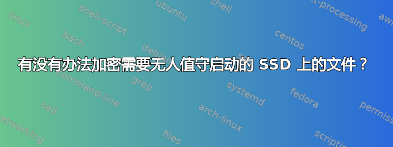 有没有办法加密需要无人值守启动的 SSD 上的文件？