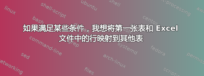 如果满足某些条件，我想将第一张表和 Excel 文件中的行映射到其他表