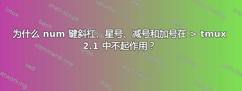 为什么 num 键斜杠、星号、减号和加号在 > tmux 2.1 中不起作用？