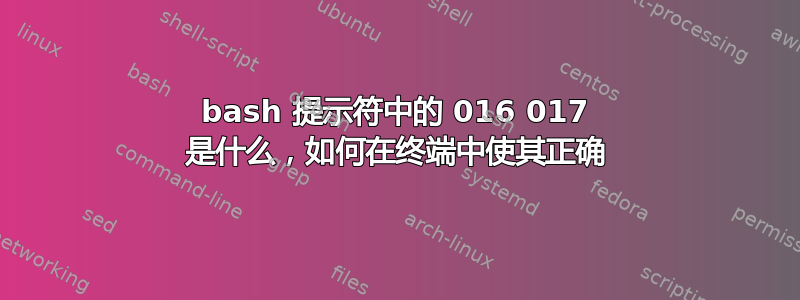 bash 提示符中的 016 017 是什么，如何在终端中使其正确