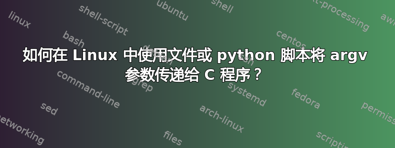 如何在 Linux 中使用文件或 python 脚本将 argv 参数传递给 C 程序？