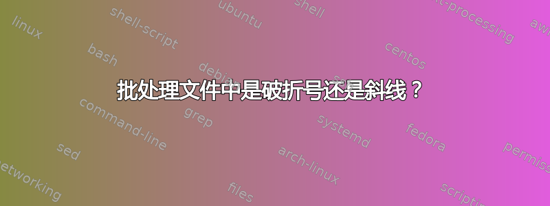 批处理文件中是破折号还是斜线？