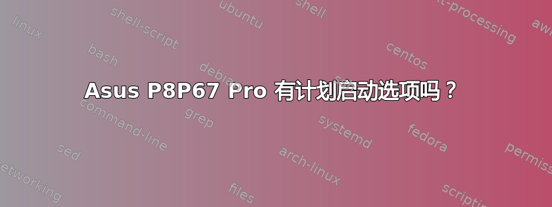 Asus P8P67 Pro 有计划启动选项吗？