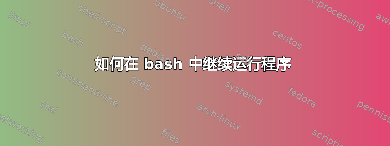 如何在 bash 中继续运行程序