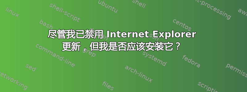 尽管我已禁用 Internet Explorer 更新，但我是否应该安装它？