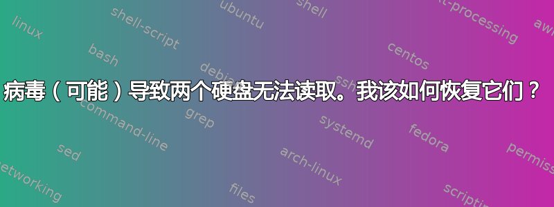 病毒（可能）导致两个硬盘无法读取。我该如何恢复它们？