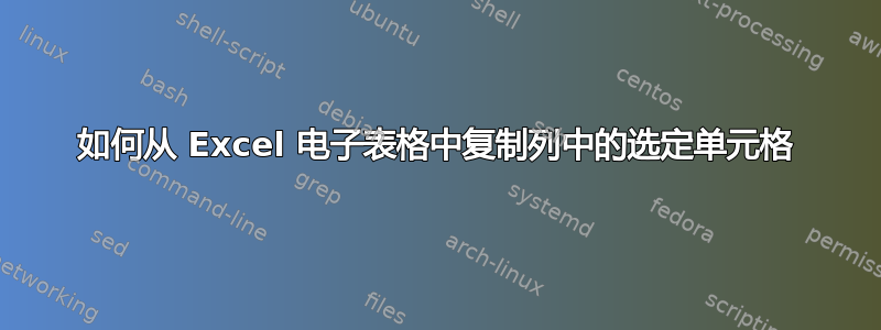 如何从 Excel 电子表格中复制列中的选定单元格