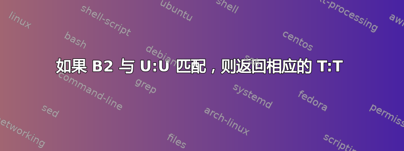 如果 B2 与 U:U 匹配，则返回相应的 T:T