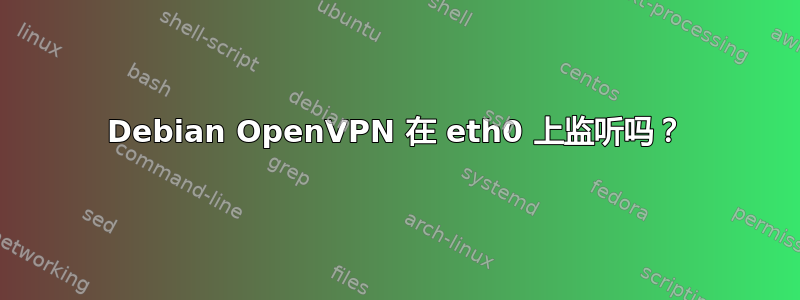 Debian OpenVPN 在 eth0 上监听吗？