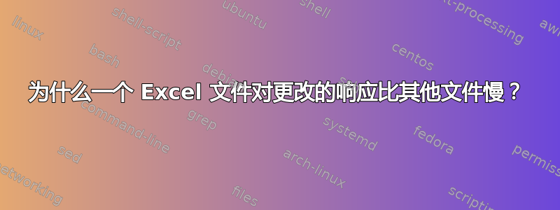 为什么一个 Excel 文件对更改的响应比其他文件慢？