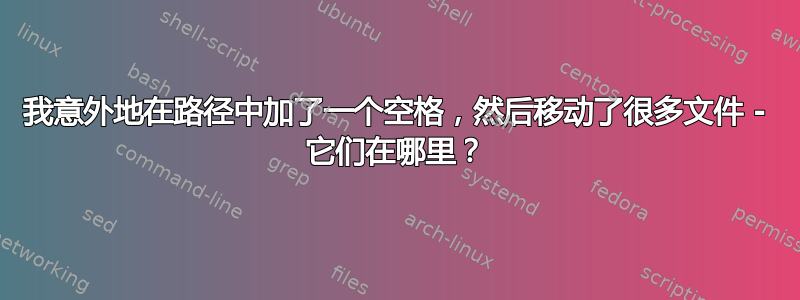 我意外地在路径中加了一个空格，然后移动了很多文件 - 它们在哪里？