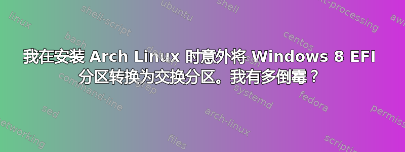 我在安装 Arch Linux 时意外将 Windows 8 EFI 分区转换为交换分区。我有多倒霉？