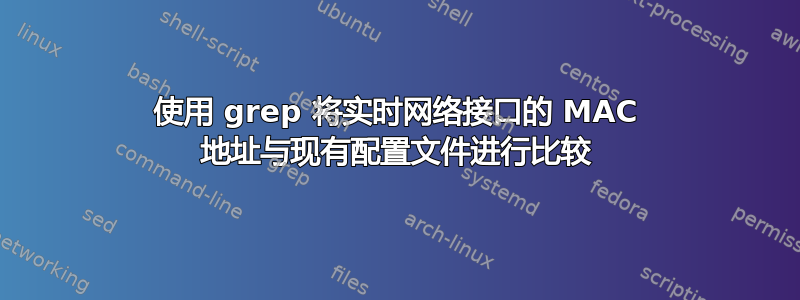 使用 grep 将实时网络接口的 MAC 地址与现有配置文件进行比较