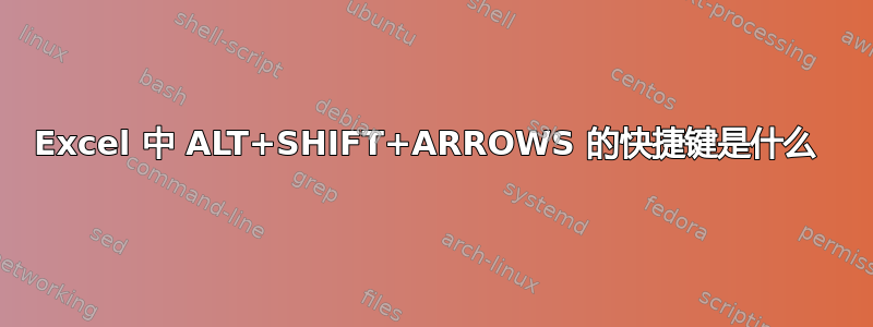 Excel 中 ALT+SHIFT+ARROWS 的快捷键是什么 