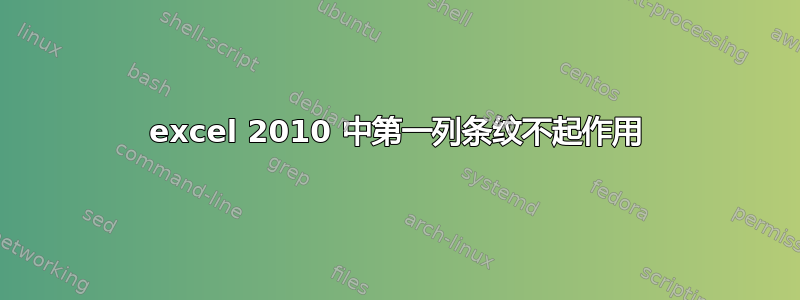 excel 2010 中第一列条纹不起作用