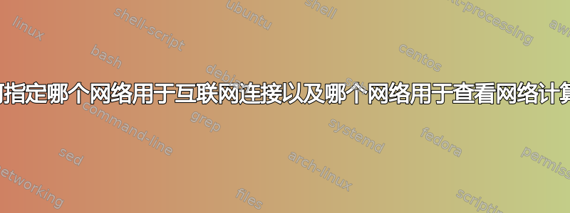 如何指定哪个网络用于互联网连接以及哪个网络用于查看网络计算机