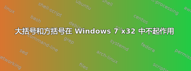 大括号和方括号在 Windows 7 x32 中不起作用